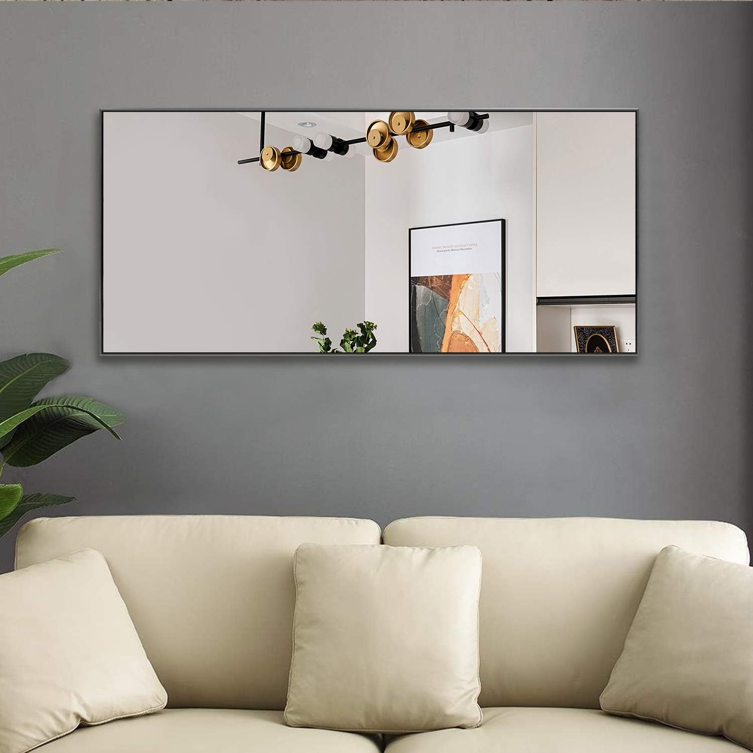 KIAYACI Wall Mounted Mirror Floor Mirror Dressing and Make Up Mirror for Bathroom/Bedroom/Living Room/Dining Room/Entry Mirror Wall Decor (Black, 47"x22"), (JJ01036AAF-USAM008) - Image 3
